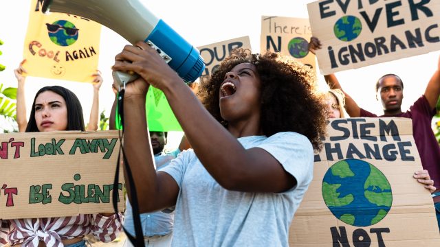 group of activists protesting climate change