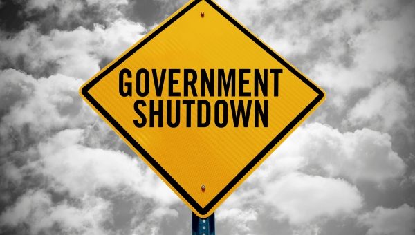 Warning sign with text saying "Government Shutdown."