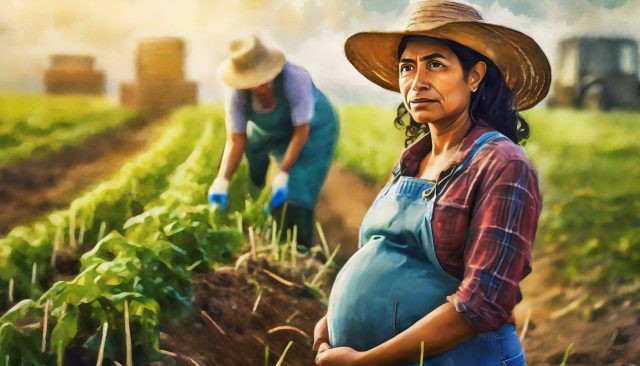 AI generated pregnant farm worker